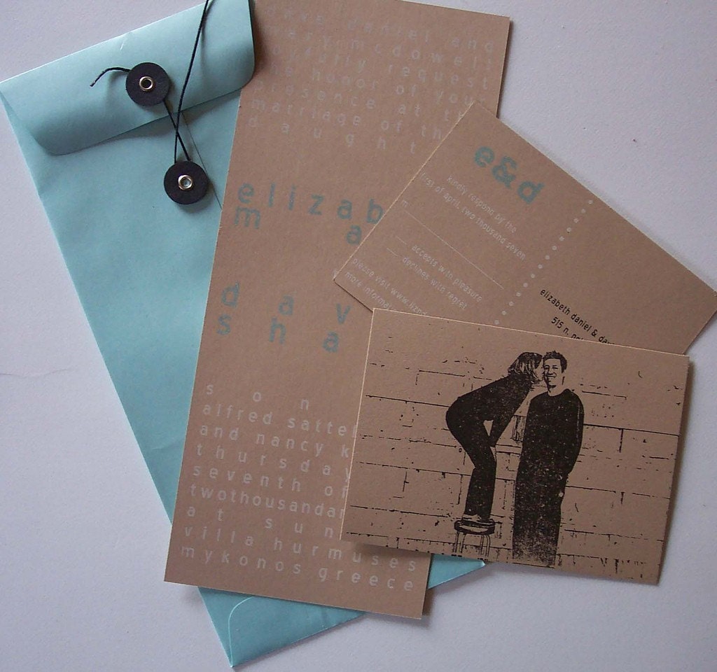 heatherjeany Custom designed and Gocco screenprinted wedding invitations