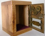 Wooden Bank Safe from Vintage Brass Post Office Door 276 with Unique Combination