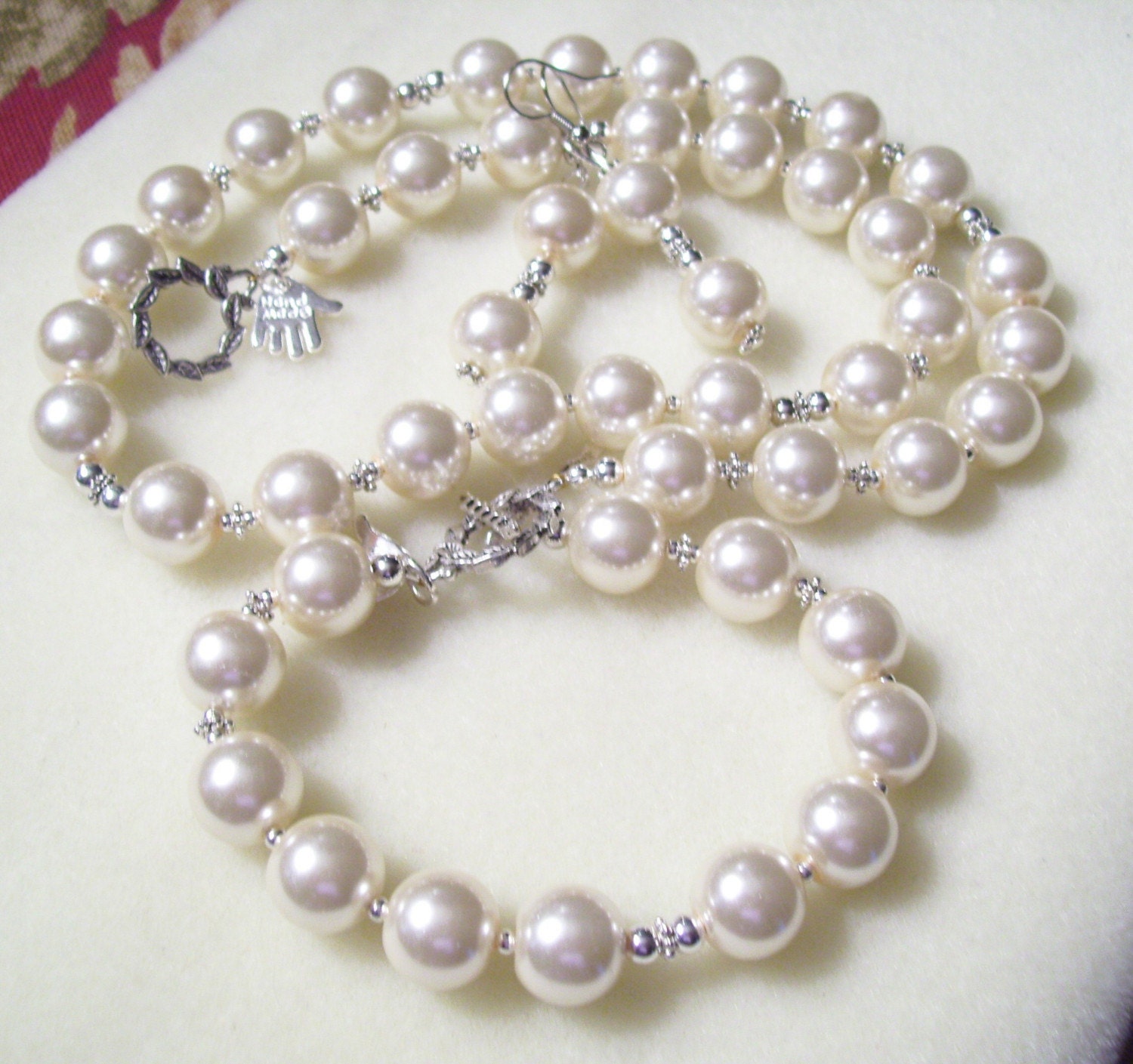 Light Pink 14MM Glass Pearl Necklace Set