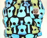 SALE Large Cloth Diaper - Groovy Guitars - Fitted Fattycakes