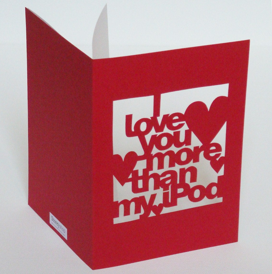 Hand-Cut 'I Love You More Than iPod' Card