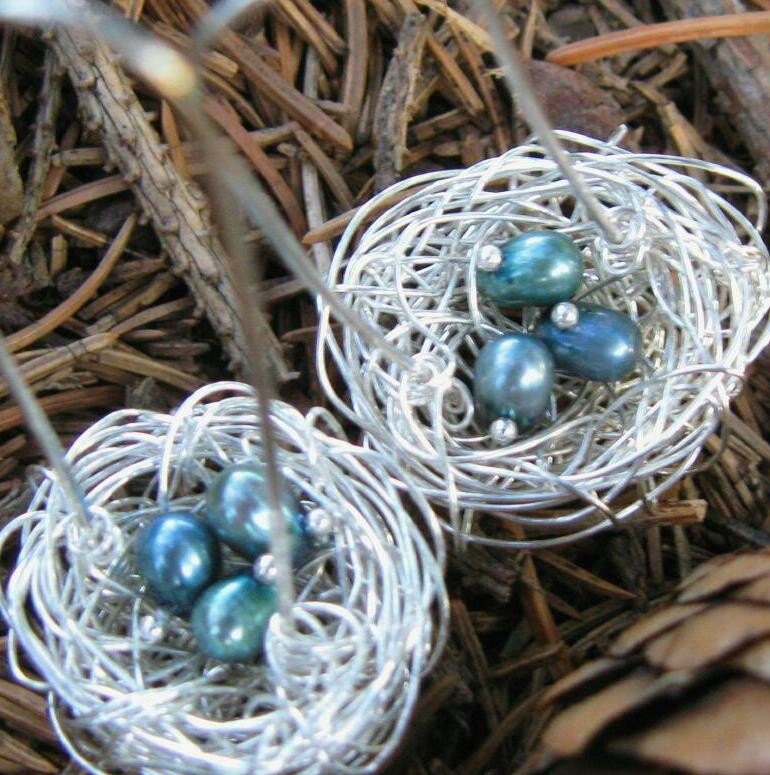 Nesting Earrings - freshwater pearls and sterling silver