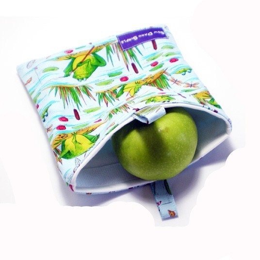 ReUsable Baggie - Sandwich Size - Frogs in the Pond - From Sew Darn Simple