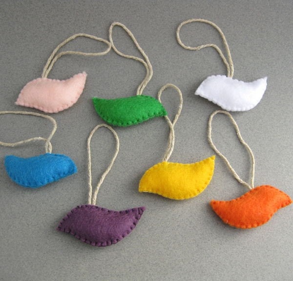 2 Small Peace Bird Dove Eco-Friendly Christmas Ornaments Recycled Felt you choose colors