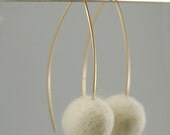 Simply White (Felt and Gold Filled Earrings)