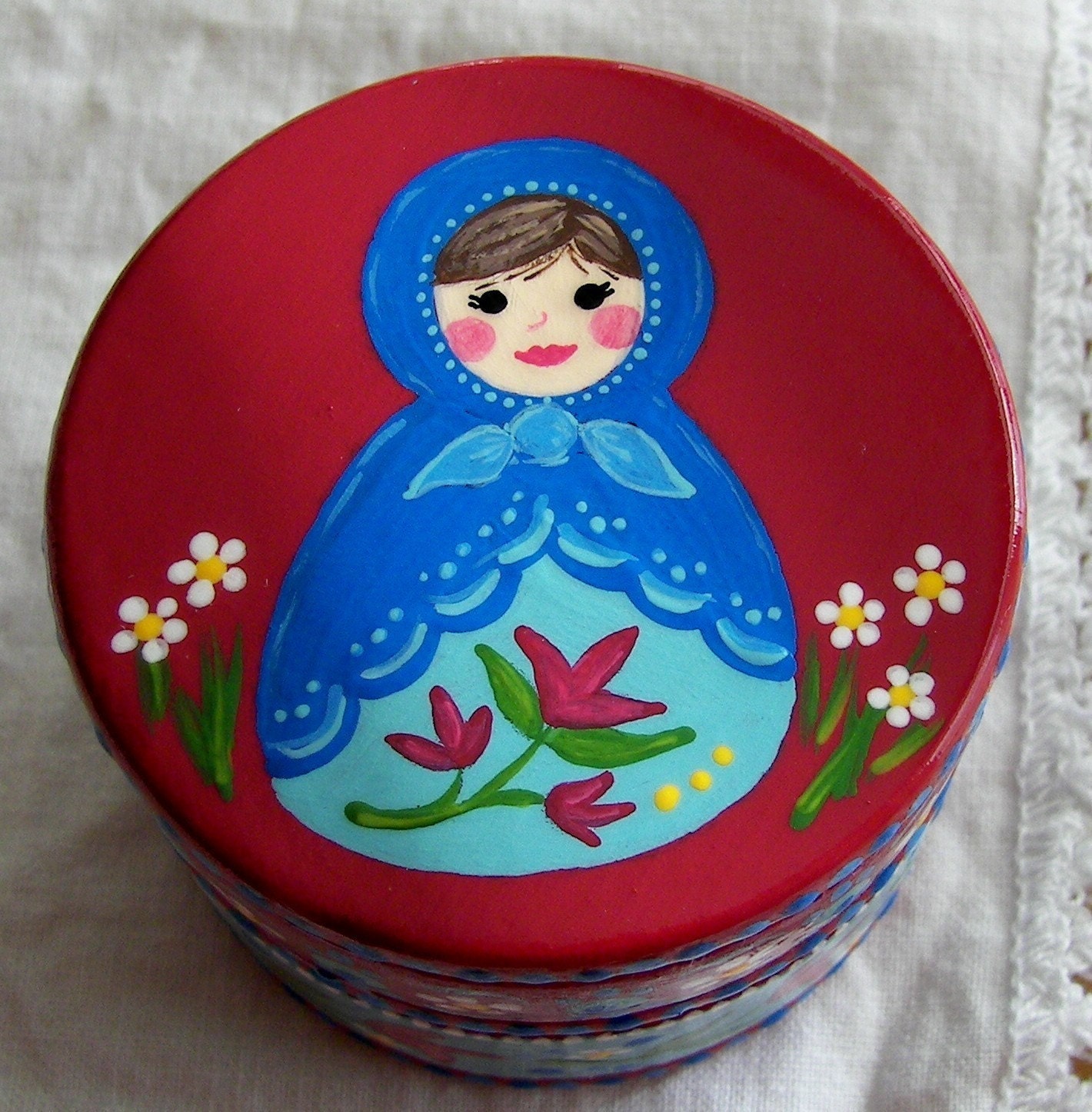 Hand Painted Love Boxes Red Matryoshka Russian Doll Box Wood