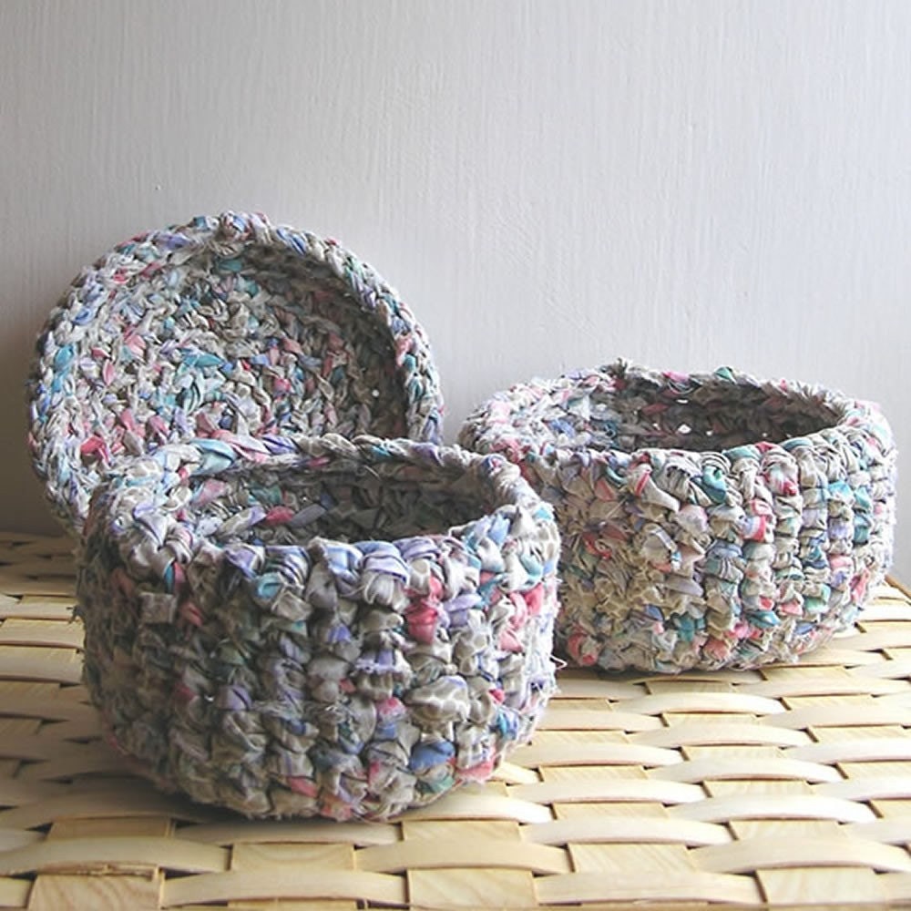 Spumone Crochet Recycled Cotton Rag Bowl Set