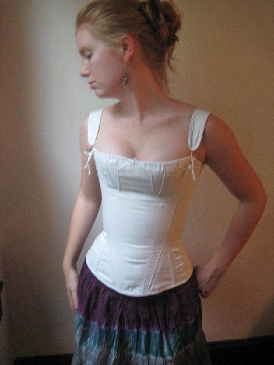 Semi-Custom Regency-era cotton corset waist size 20 to 35