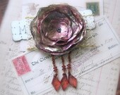 Pink and Gold A Shimmering Wild Flower Brooch with Fringe