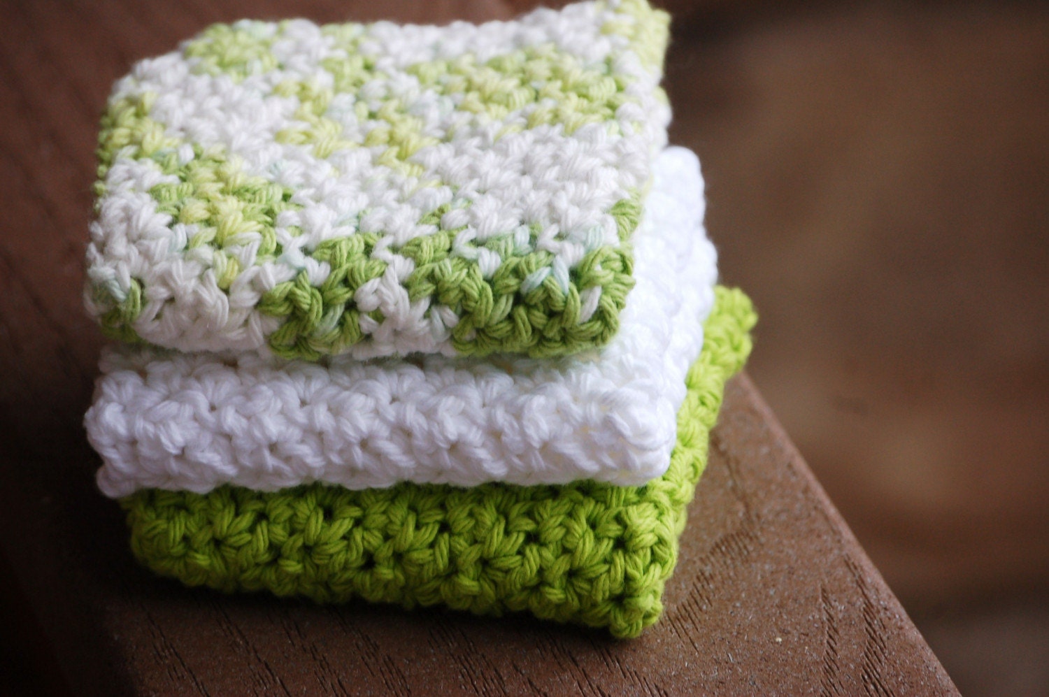 Crochet Dish Cloth - set of 3 SPRING GREEN