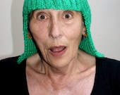 Weird Knitted wig beanie hat  in green