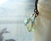 Aqua and Pale Green Crystal Earrings -  Subtle Sparkle