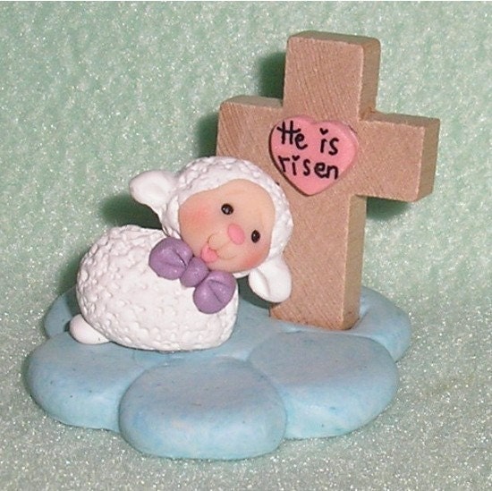 Easter Lamb with Cross Miniature Figurine