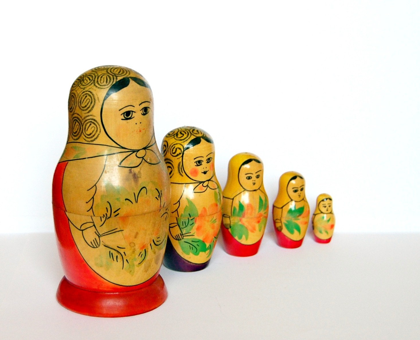 Vintage nesting dolls matryoshka from Soviet Union