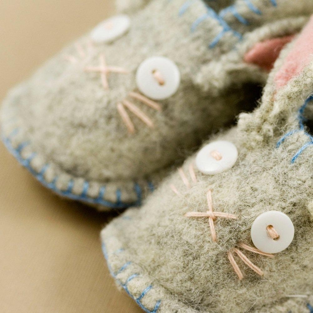 Gray Woolly Bunny Slippers