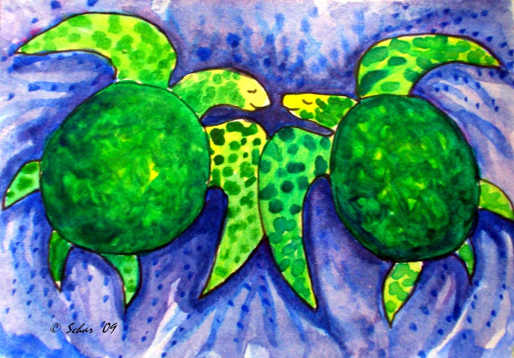 Turtle Love- matted print