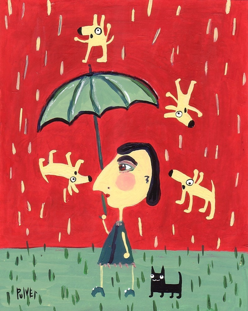 It's Raining Dogs . 8x10 Art Print