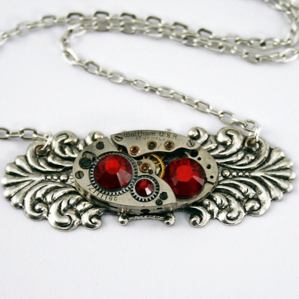 Steampunk Fashion Necklace fashioned with a Gorgeous Vintage Watch Movement