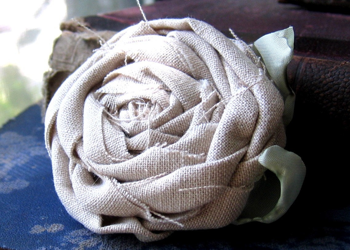 Fabric Rose Flower Brooch Cool and Fresh Linen