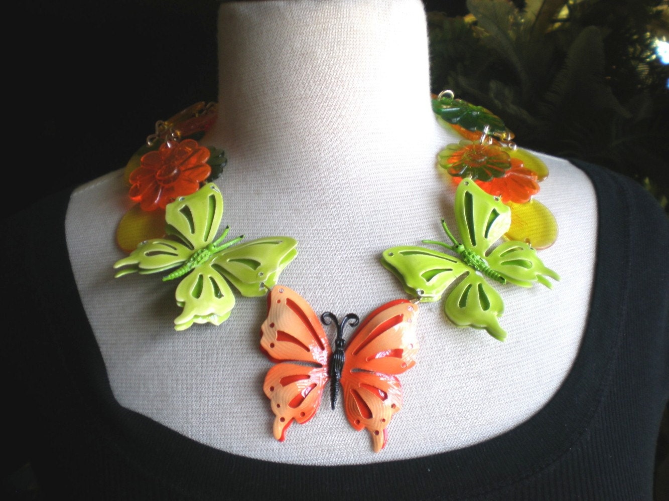 Flight Of The Butterflies - Vintage Repurposed Brooches-Necklace