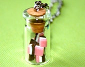 Neapolitan Candy Jar Necklace Silver 18 Inches