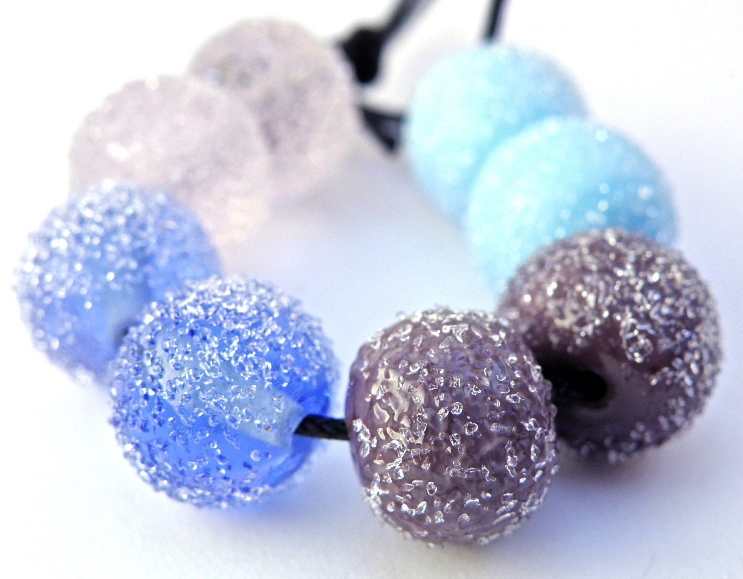 Sugared Pastels Handmade Lampwork Glass Beads (Set of 8)