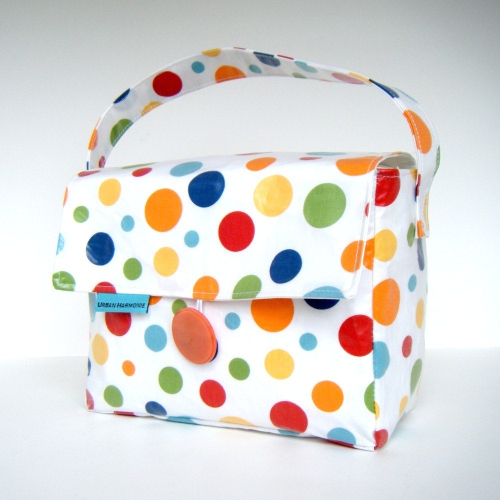 Rainbow Polka Dot Short Boxed Lunch Bag