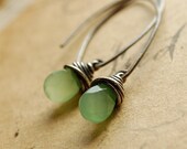 mint julep-oxidized sterling silver and glass dangle earrings