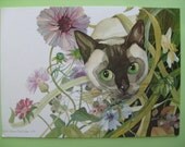 PIF FEATURED IN A TREASURY TODAY VINTAGE SIAMESE CAT GREETING CARD