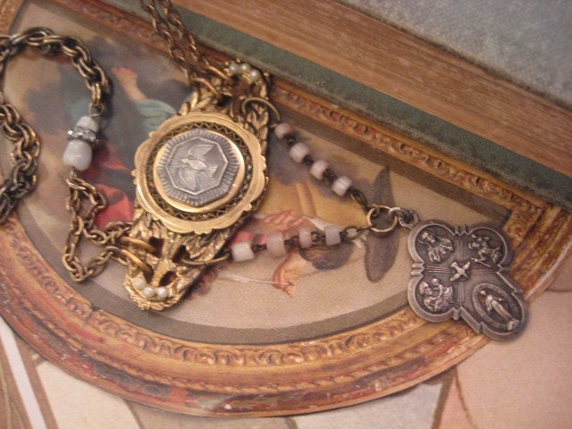 Peace Shall Come... vintage assemblage necklace
