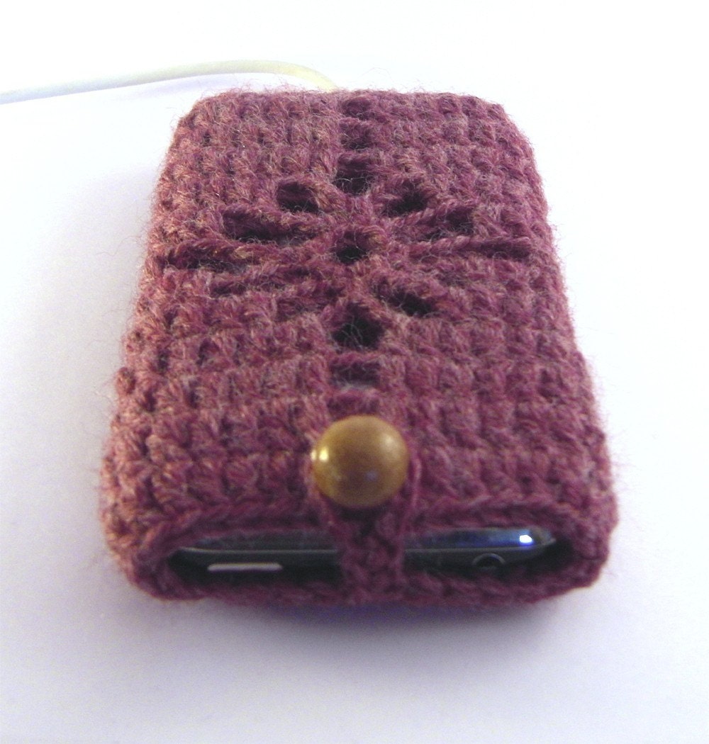 SALE - iPhone / iPod touch Crochetted Cozy  Cover -Dark Pink