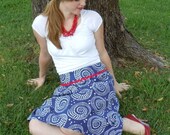 Red, White, and Blue Vintage-Inspired Cotton Skirt