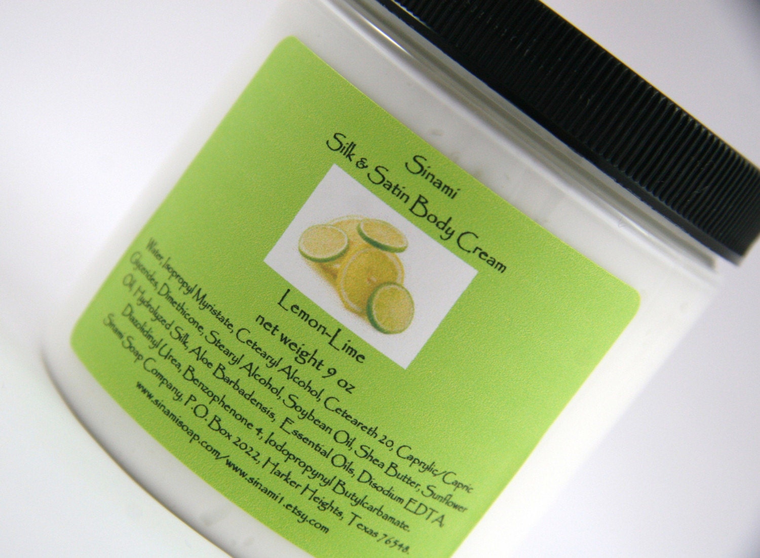 Silk and Satin Body Cream Lemon Lime Large 9 oz Jar Customizable Scent Choice