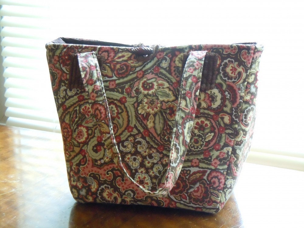 ON SALE! Handmade Purse in brown and salmon pink paisley