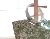 ON SALE! Off-white and green paisley Handmade Purse