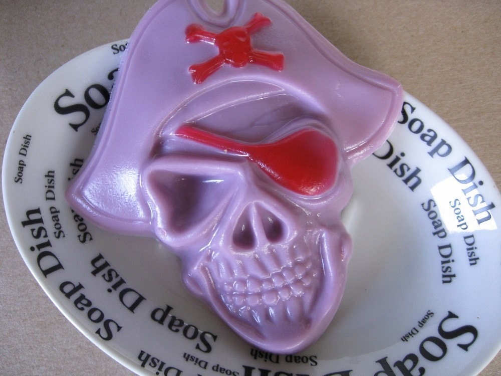 Scary Pirate soap with eyepatch and jolly roger skull