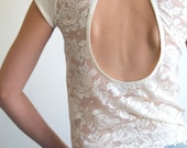 Open back top with ivory lace and button OOAK Size Medium