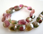 1/2 STRAND---So Amazing--Watermelon Tourmaline Faceted Slice Nuggets----REDUCED FROM 62.50