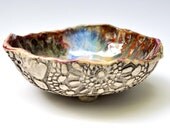 Textured Lace Bowl in River Journey hand built stoneware pottery