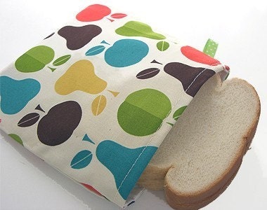 Apple 'n Pear Sandwich Bag - Reusable, Fun, Eco-Friendly,  BPA FREE