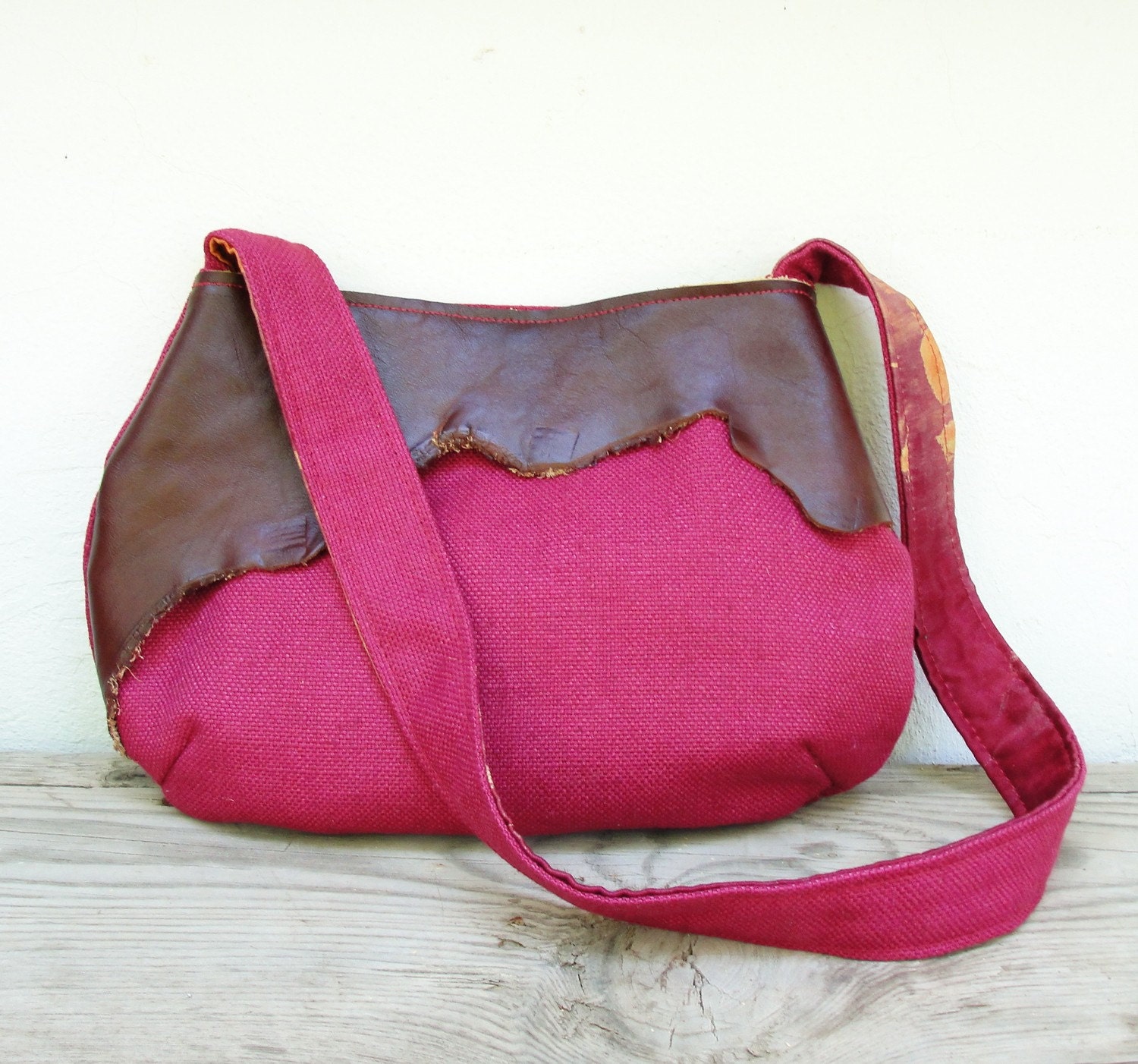 Cherries and Chocolate Bag - Leather and Linen