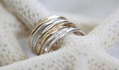 Set of 7 stackable rings - mix metal lucky 7 rings - MADE TO ORDER