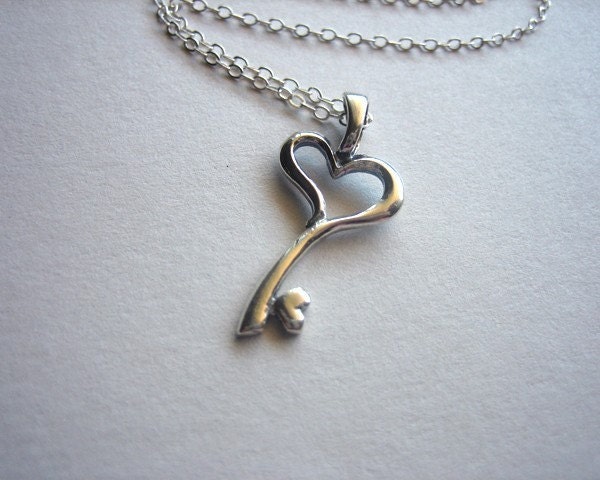 Sterling silver key to the heart necklace