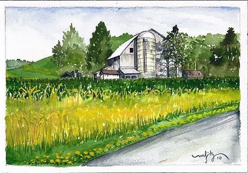 Mex's Farm, Fryburg, PA (Watercolor and ink)