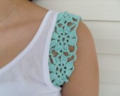 BOGO Sale Crocheted Mercerized Cotton Yarn Top, Blouse, Tunic, Gift For Her, White, Mint Green Soft Love