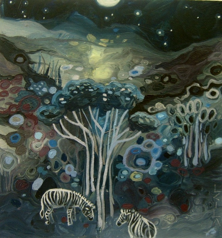 Moonlight and Zebra Fine Art Print