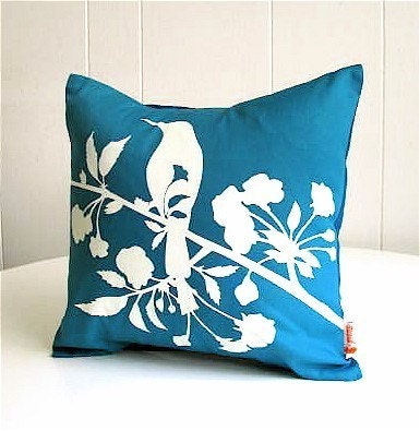 Teal Blooming Blossom-Mini 10.5 Inches Square Pillow