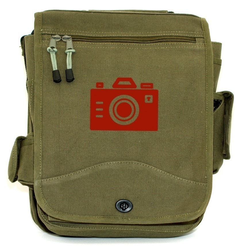 Iconic Red Camera Carry All Bag Army Green
