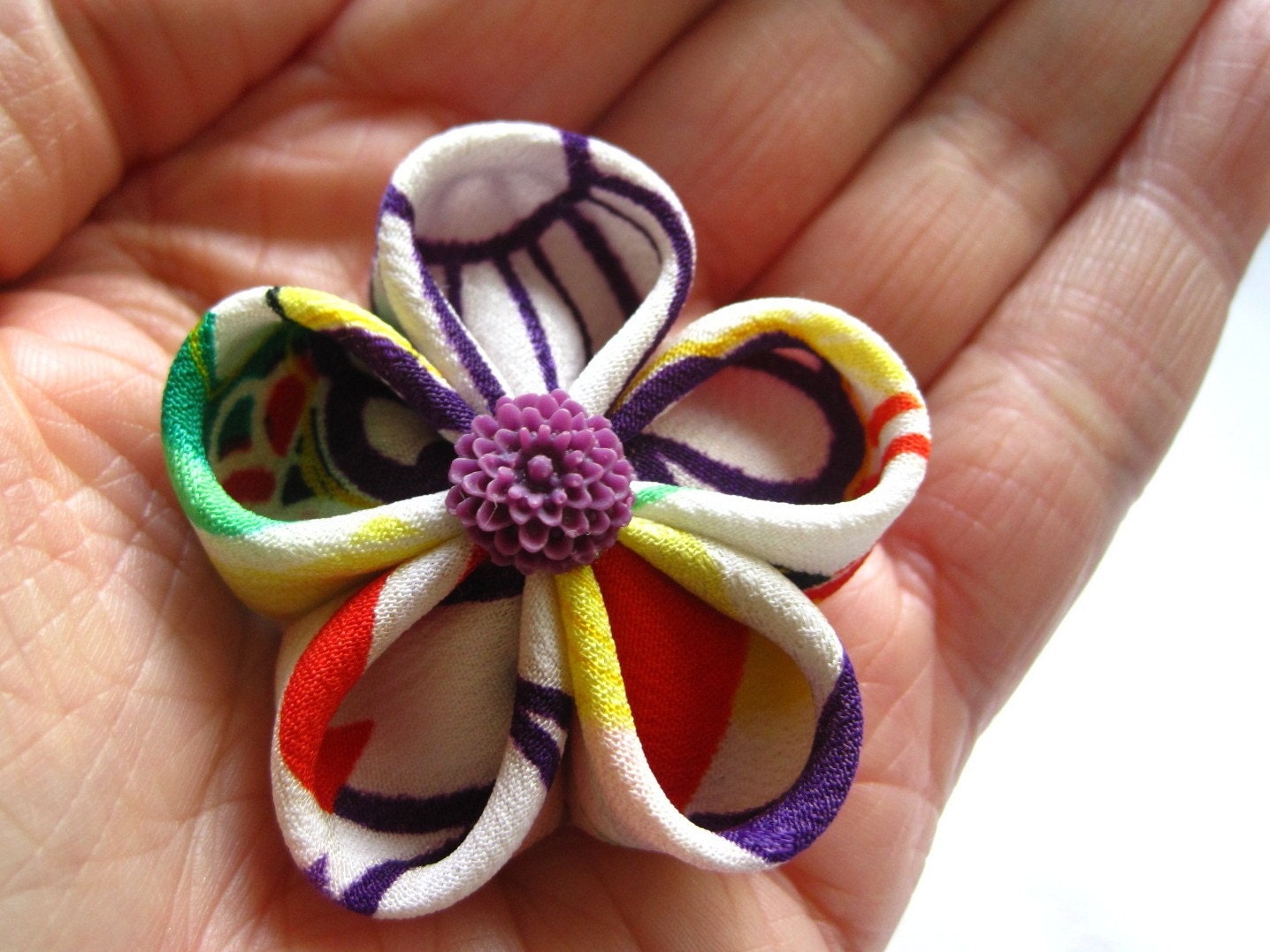Bright Mix - Fabric Flower Brooch Pin