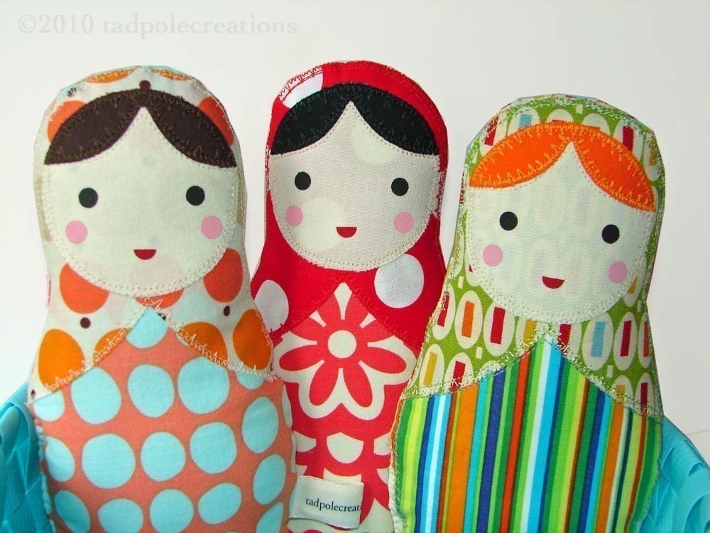 Pick 3 - Three Babushka Russian Cloth Dolls for Baby or Toddler Youth Girl - PICK ANY 3 OF MY DOLL DESIGNS - FREE US SHIPPING